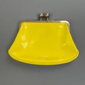 Photo detail:BRIGHT! VINYL LEATHERETTE SNAP CLOSURE CLUTCH, ENAMELED MONOGRAM