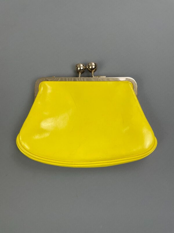 BRIGHT! VINYL LEATHERETTE SNAP CLOSURE CLUTCH, ENAMELED MONOGRAM