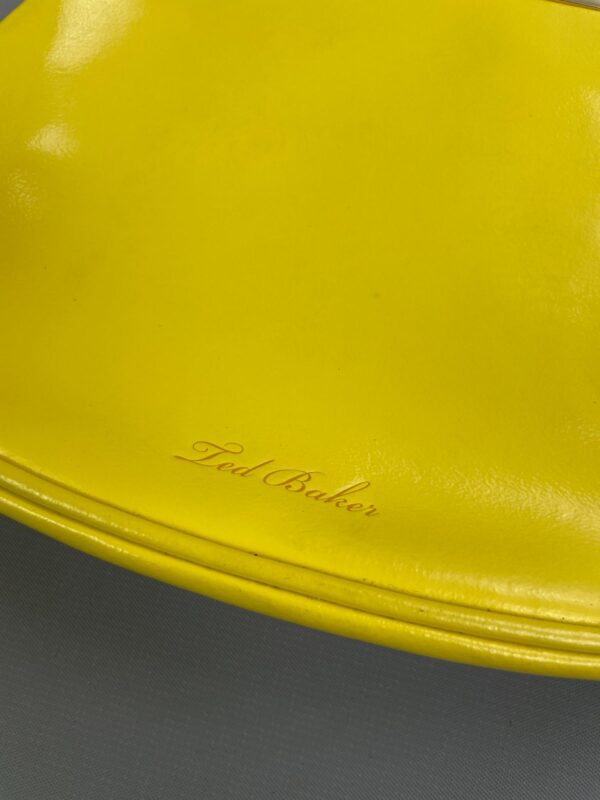 BRIGHT! VINYL LEATHERETTE SNAP CLOSURE CLUTCH, ENAMELED MONOGRAM