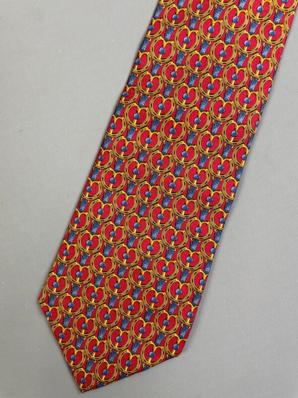 GORGEOUS CLASSIC GILDED TRELLIS PRINT WIDE CUT SILK TIE