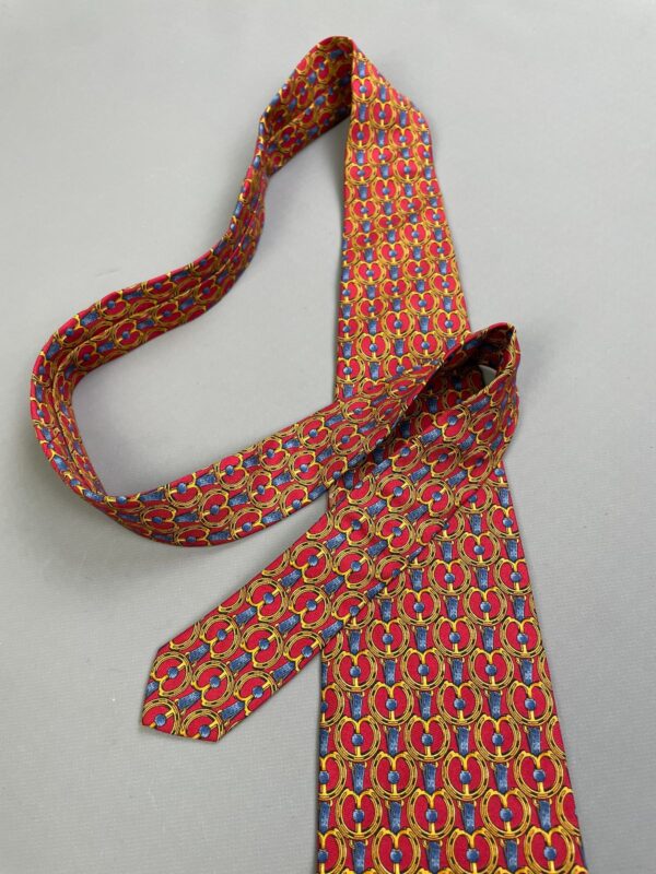 GORGEOUS CLASSIC GILDED TRELLIS PRINT WIDE CUT SILK TIE