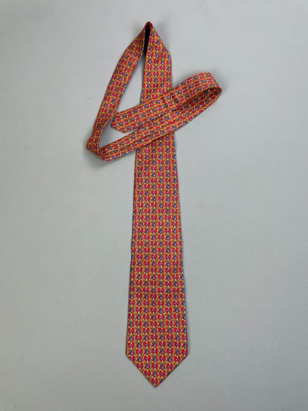 GORGEOUS CLASSIC GILDED TRELLIS PRINT WIDE CUT SILK TIE