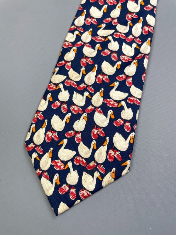 FUN! DUCKS IN SNEAKERS PRINTED WIDE CUT SILK TIE