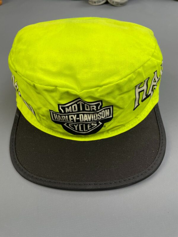 1980S NEON HARLEY DAVIDSON PAINTERS HAT CAP BAR AND SHIELD MADE IN USA