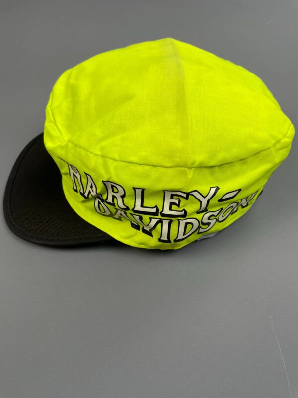1980S NEON HARLEY DAVIDSON PAINTERS HAT CAP BAR AND SHIELD MADE IN USA