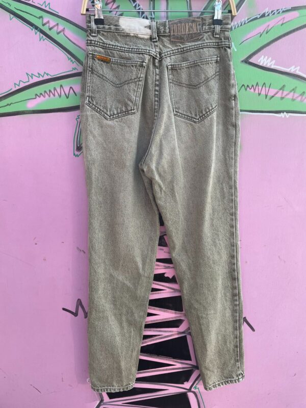 *AS-IS* 1980S FADED OLIVE HIGH WAIST TAPERED DENIM JEANS