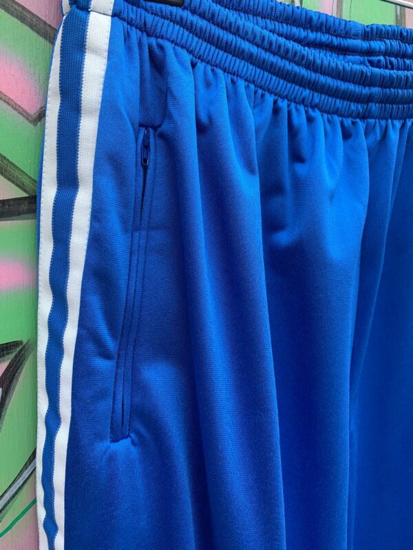 MADE IN FRANCE! 1980S DEADSTOCK NYLON TRACK PANTS, SIDE STRIPES, ZIPPER POCKETS