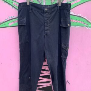 Photo detail:*AS-IS* OVERDYED MULTI CARGO POCKET MILITARY ISSUED PANTS CONTRAST STITCHING,*REPAIRS*