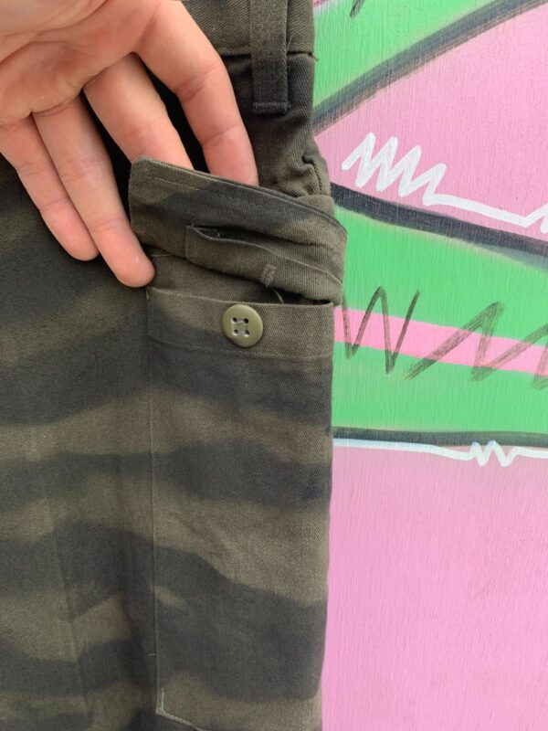 *ARTIST MADE* TIGER STRIPE MILITARY TROUSERS, DOUBLE SIDE CARGO POCKETS