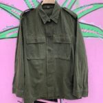 CLASSIC DARK OLIVE HERRINGBONE HEAVY LONG SLEEVE MILITARY SHIRT
