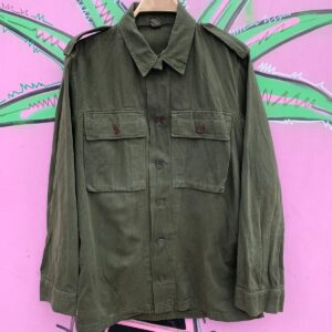Photo detail:CLASSIC DARK OLIVE HERRINGBONE HEAVY LONG SLEEVE MILITARY SHIRT