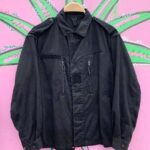 LIGHTWEIGHT OVERDYED HERRINGBONE ZIP-UP MILITARY ISSUED JACKET FRONT ZIPPER POCKETS