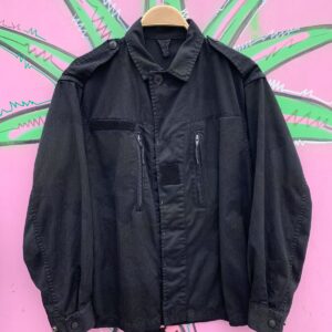 Photo detail:LIGHTWEIGHT OVERDYED HERRINGBONE ZIP-UP MILITARY ISSUED JACKET FRONT ZIPPER POCKETS