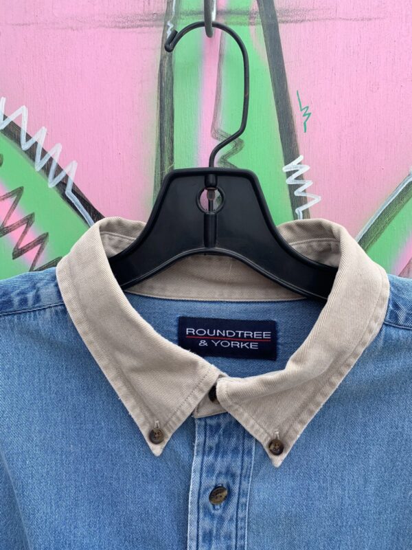 1990S DENIM SHIRT CONTRAST KHAKI COLLAR