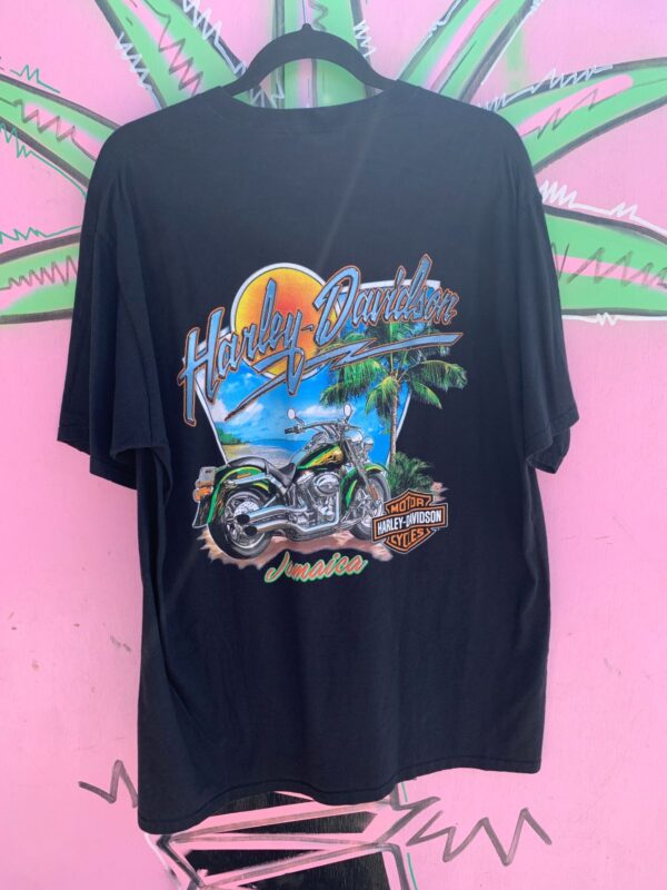DEADSTOCK 1990S Y2K HARLEY DAVIDSON JAMAICA PALM TREE GRAPHIC T-SHIRT