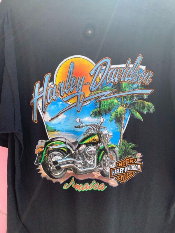 DEADSTOCK 1990S Y2K HARLEY DAVIDSON JAMAICA PALM TREE GRAPHIC T-SHIRT