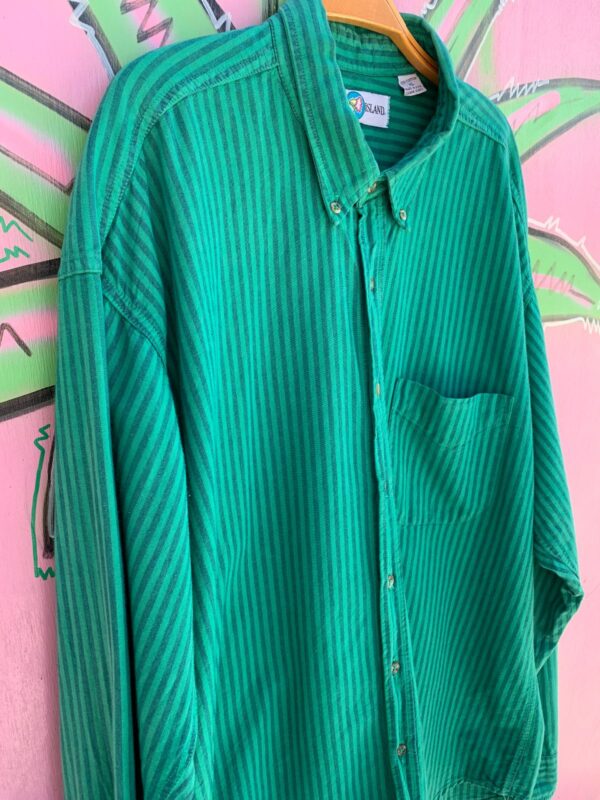 1990S 100% COTTON VERTICAL STRIPED LONG SLEEVE BUTTON UP SHIRT