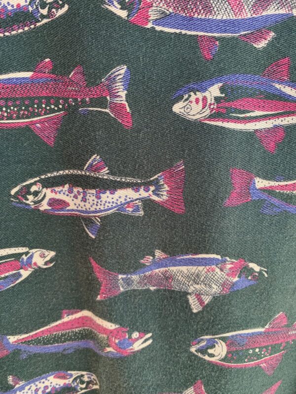 100% COTTON TROUT FISH GRAPHIC SHORT SLEEVE BUTTON UP SHIRT