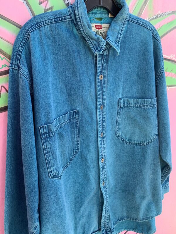 1990S TEAL OVER-DYED LEVIS DENIM SHIRT