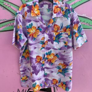 Photo detail:NICE! 1970S CUSTOM MADE HAWAIIAN SHIRT HIBISCUS SURFING PRINT