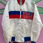 AS-IS 1980S USA OLYMPIC SATIN ZIPUP STARTER JACKET