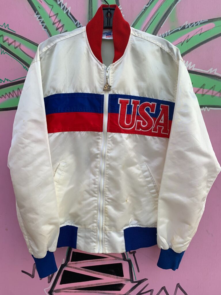 AS-IS 1980S USA OLYMPIC SATIN ZIPUP STARTER JACKET