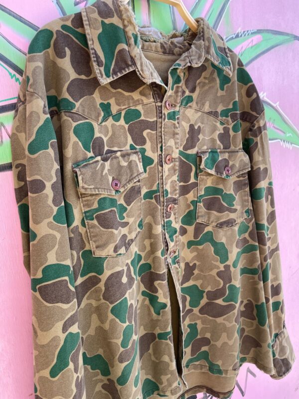 AS-IS DISTRESSED CLOUD CAMO HUNTING LS BD SHIRT