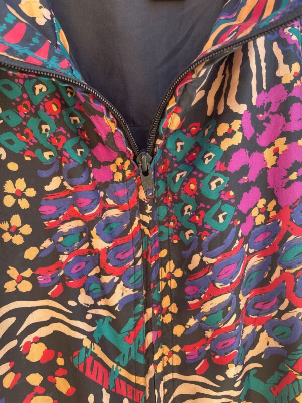 100% SILK MIXED FUNKY PRINT ZIP-UP BOMBER JACKET