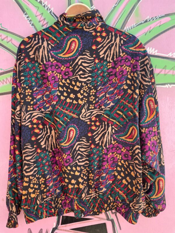 100% SILK MIXED FUNKY PRINT ZIP-UP BOMBER JACKET