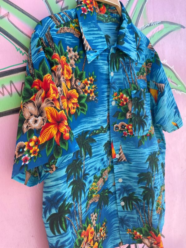 RETRO LIGHTWEIGHT NYLON HAWAIIAN SHIRT BUTTERFLY COLLAR