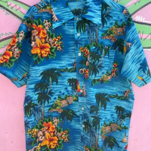Photo detail:RETRO LIGHTWEIGHT NYLON HAWAIIAN SHIRT BUTTERFLY COLLAR
