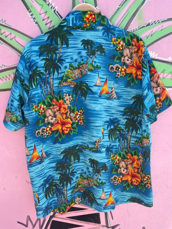 RETRO LIGHTWEIGHT NYLON HAWAIIAN SHIRT BUTTERFLY COLLAR