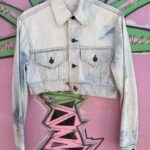 *AS-IS* LEVIS HEAVILY BLEACHED CROPPED BUTTON UP DENIM JACKET