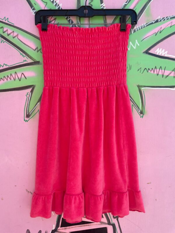 SO CUTE! JEWEL TONE VELOUR JUICY STRAPLESS MINI DRESS