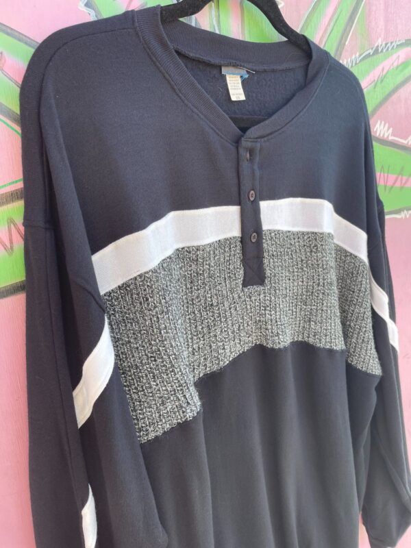 DEADSTOCK 1980S-90S MARLED KNIT PANELED COLOR BLOCK SWEATSHIRT