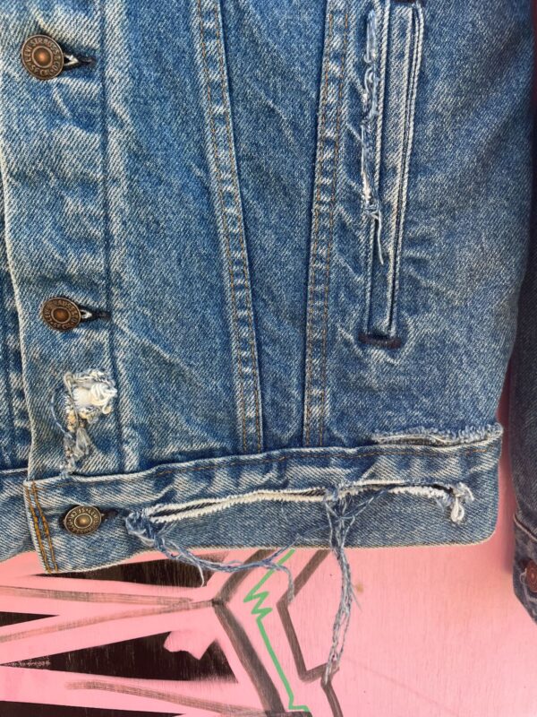 *AS-IS* PERFECTLY WORN & DISTRESSED DENIM TRUCKER JACKET
