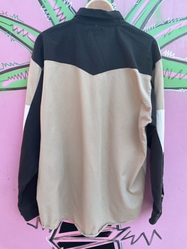 1990S COLOR BLOCK WESTERN LONG SLEEVE BUTTON UP SHIRT