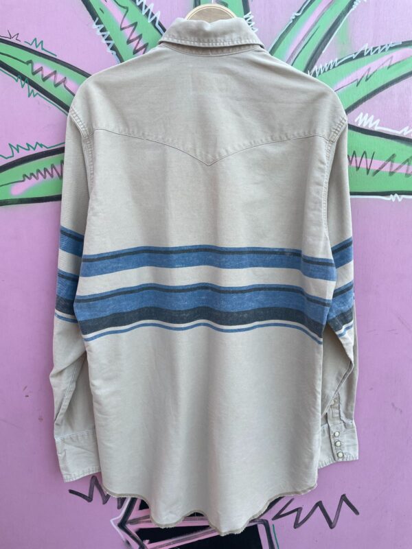 HORIZONTAL DOUBLE STRIPE PEARL SNAP WESTERN BUTTON UP LONG SLEEVE SHIRT