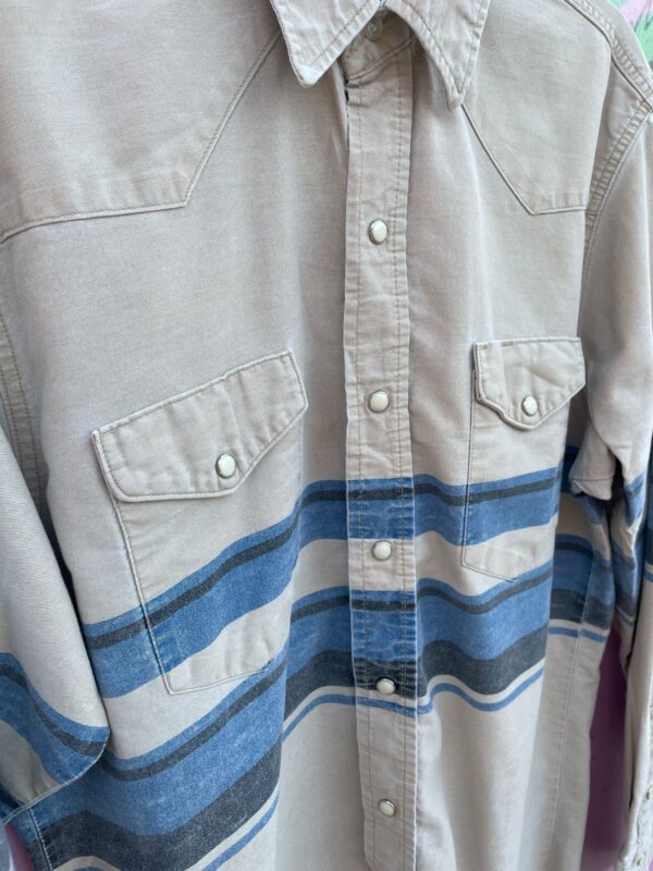 HORIZONTAL DOUBLE STRIPE PEARL SNAP WESTERN BUTTON UP LONG SLEEVE SHIRT
