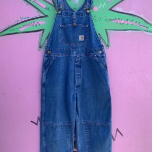 Photo detail:*AS-IS* COOL! DOUBLE KNEE DENIM OVERALLS RAW SHORTENED HEM