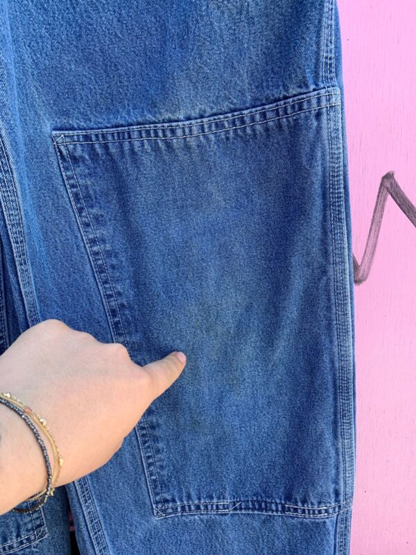 *AS-IS* COOL! DOUBLE KNEE DENIM OVERALLS RAW SHORTENED HEM