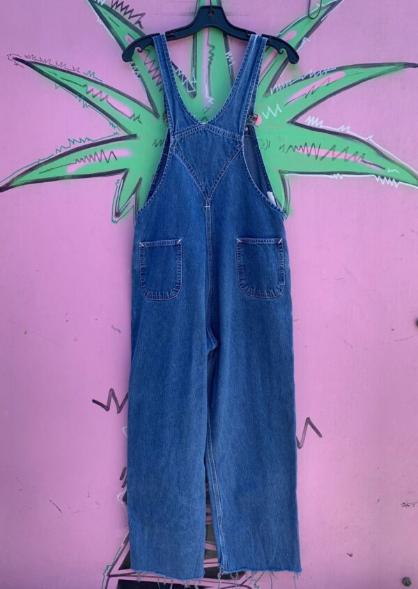 *AS-IS* COOL! DOUBLE KNEE DENIM OVERALLS RAW SHORTENED HEM