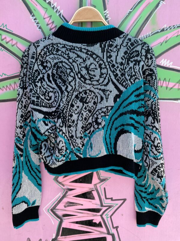 1980S-90S CROPPED! KNIT SWEATER ABSTRACT DESIGN