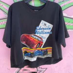Photo detail:*AS-IS* SHERWIN WILLIAMS AUTOMOTIVE FINISHES CUT CROP GRAPHIC T SHIRT