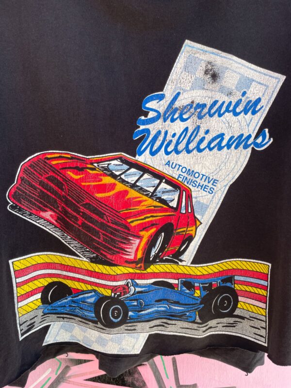 *AS-IS* SHERWIN WILLIAMS AUTOMOTIVE FINISHES CUT CROP GRAPHIC T SHIRT