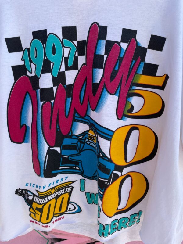 AS-IS 1997 INDY 500 1997 I WAS THERE! GRAPHIC CUT OFF CROPPED TEE