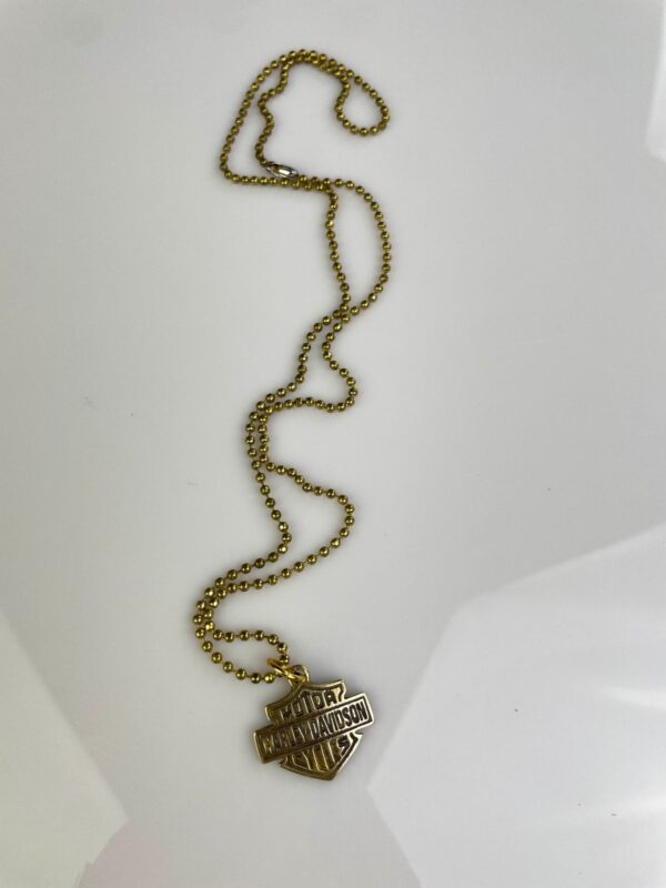 SOLID BRASS HARLEY DAVIDSON SHIELD PENDANT NECKLACE, CLASSIC BALL CHAIN