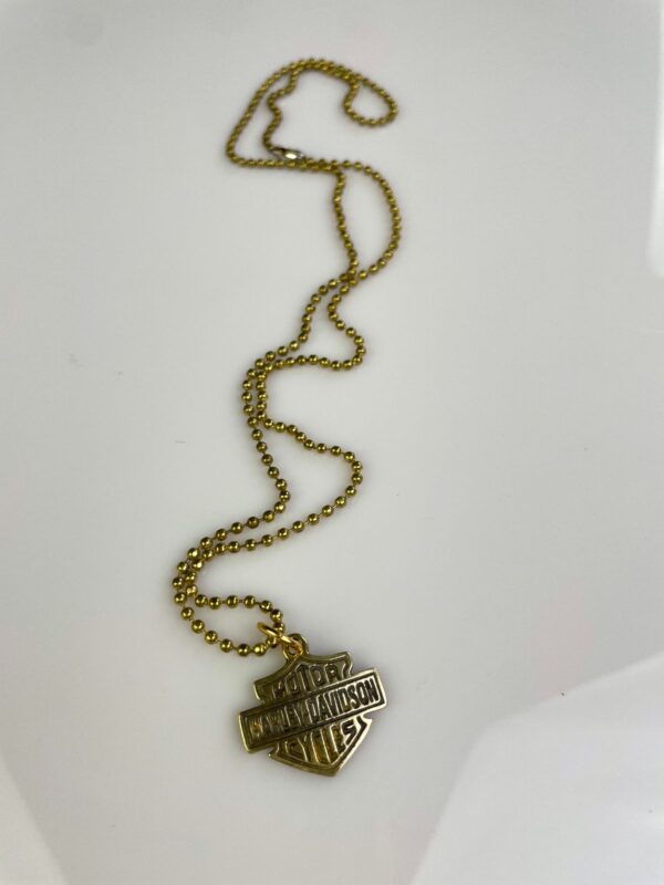 SOLID BRASS HARLEY DAVIDSON SHIELD PENDANT NECKLACE, CLASSIC BALL CHAIN