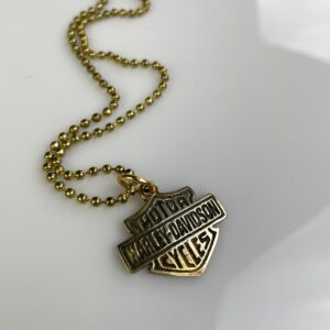 Photo detail:SOLID BRASS HARLEY DAVIDSON SHIELD PENDANT NECKLACE, CLASSIC BALL CHAIN