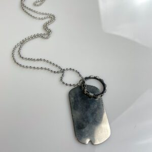 Photo detail:SILVER PLATED DOG TAG & GEAR-COG COMBO, BALL CHAIN NECKLACE